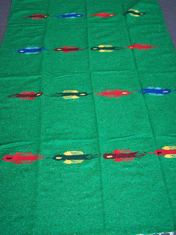 Bird Floor Rug Handwoven in Mexico Green
