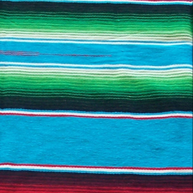 Genuine Mexican Blanket Sarape Light Blue
