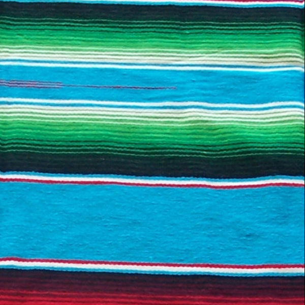 Genuine Mexican Blanket Sarape Light Blue