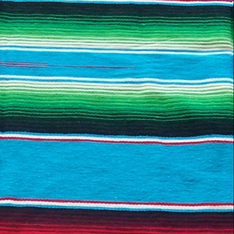 Genuine Mexican Blanket Sarape Light Blue