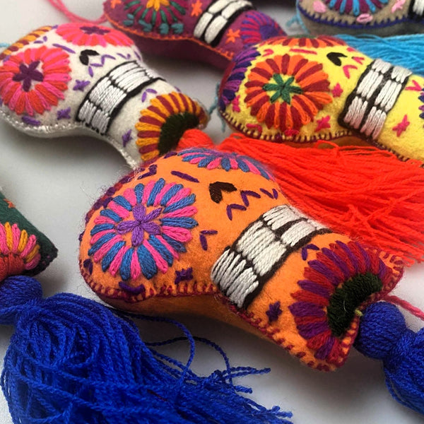 Hand Embroidered Colourful Mexican Sugar Skull