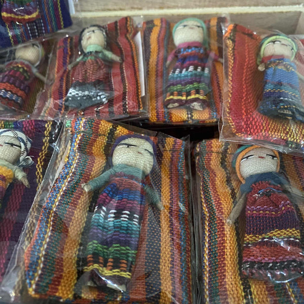 Single Worry Doll in a Textile Pouch Handmade Guatemala