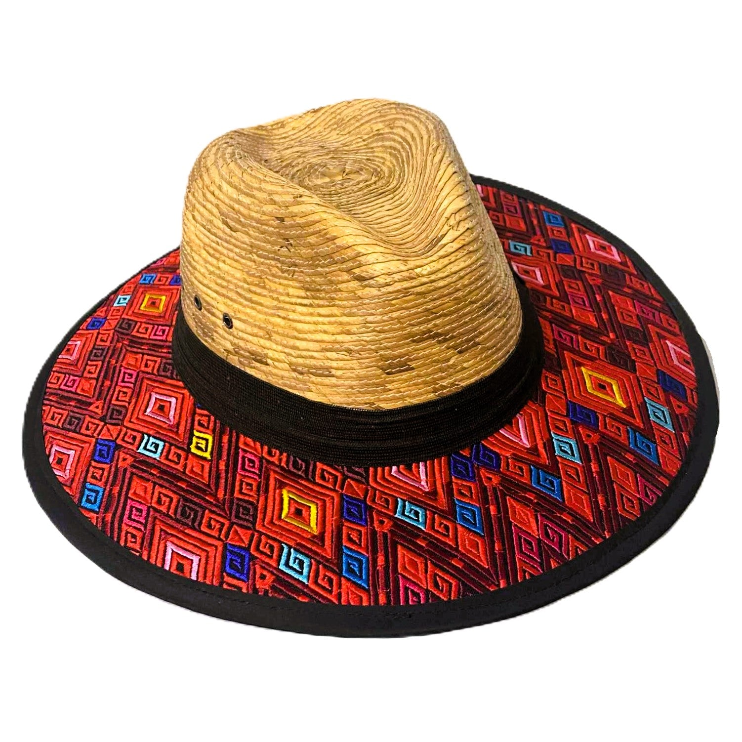 Aztec Design Hand Embroidered Sun Hats - Made in Mexico