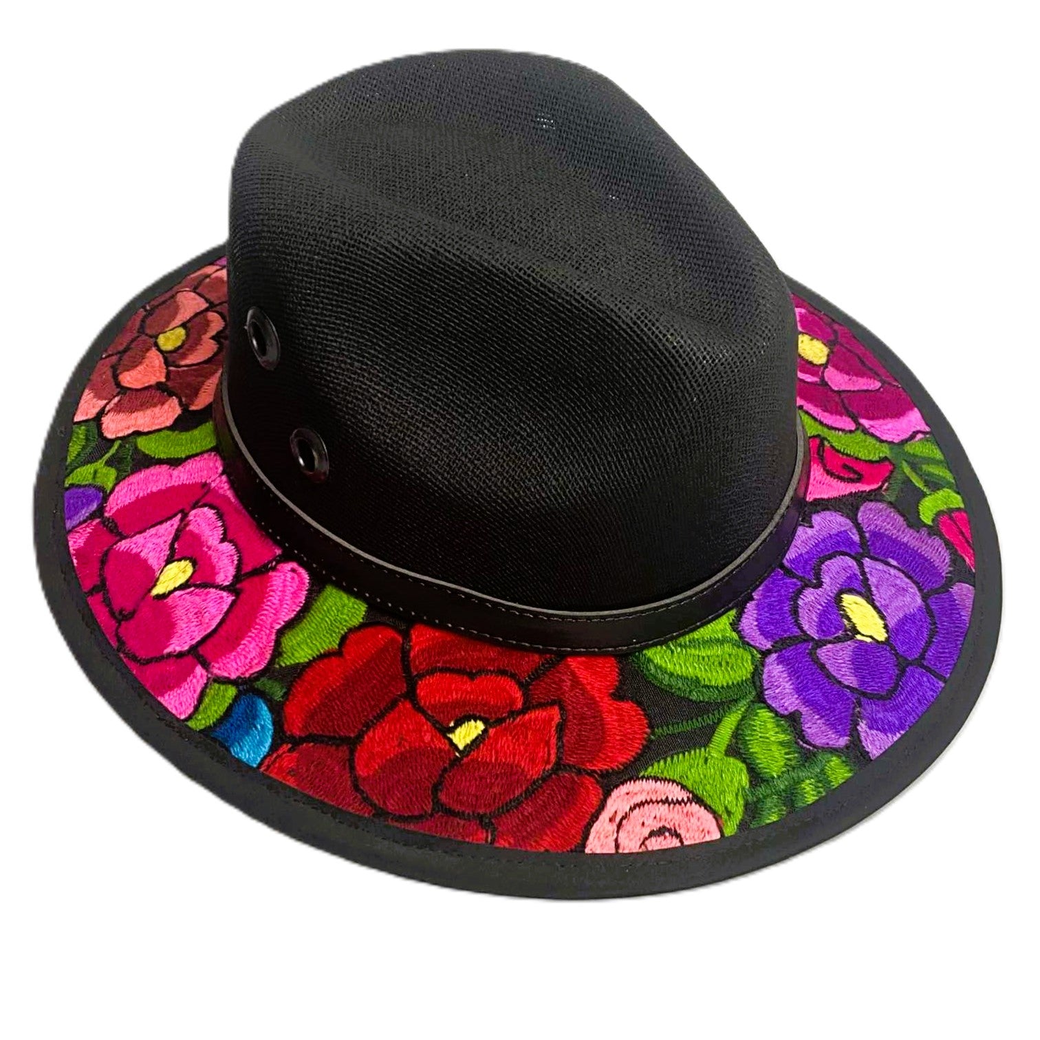 Black Oaxaca Hand Embroidered Sun Hats - Made in Mexico