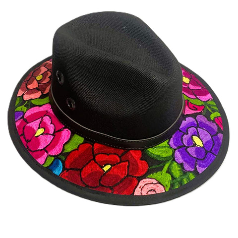 Black Oaxaca Hand Embroidered Sun Hats - Made in Mexico
