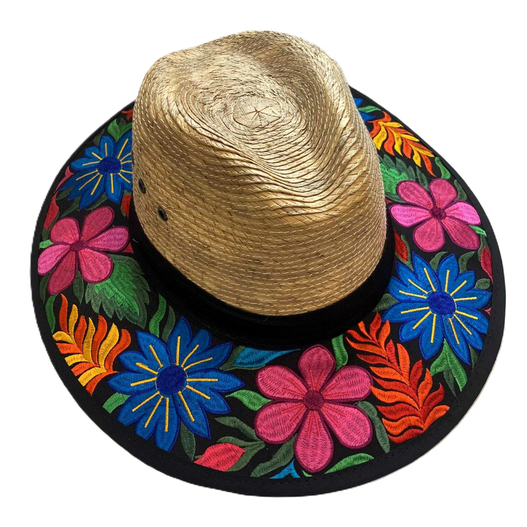 Colourful Daisy Hand Embroidered Sun Hats - Made in Mexico
