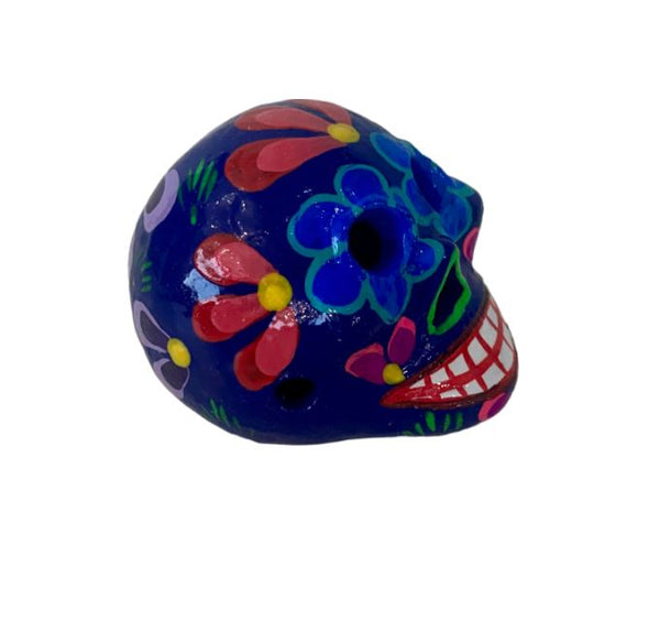 Hand painted clay pottery skull from Guatemala