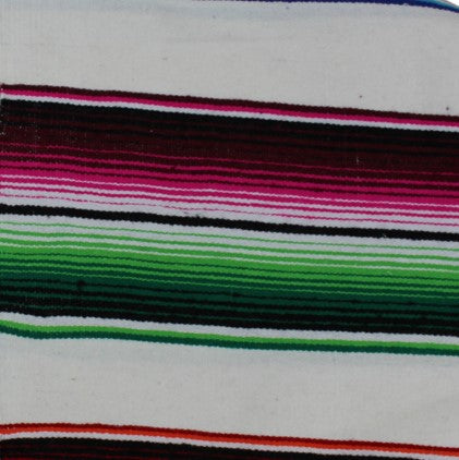 Genuine Mexican Blanket Sarape White
