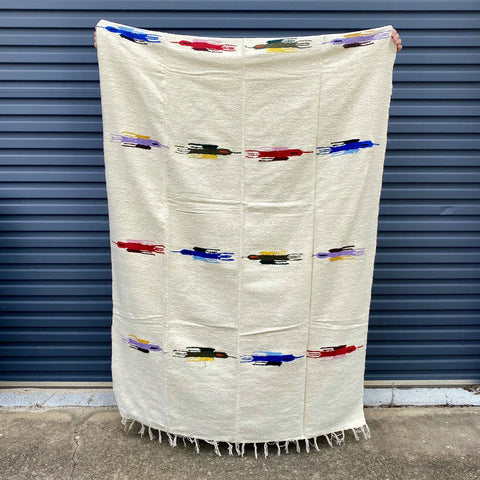 Bird Floor Rug Handwoven in Mexico Cream