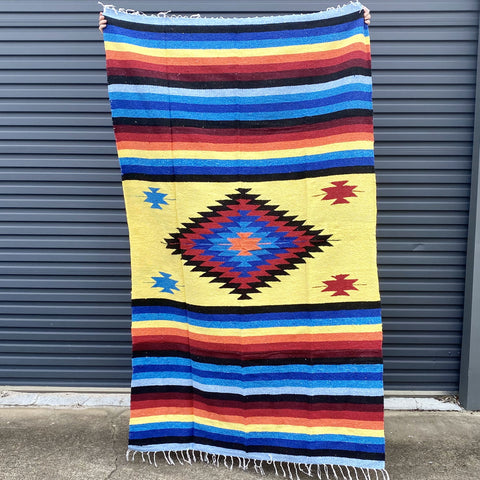 Aztec Design Floor Rugs Multicoloured with Yellow Centre