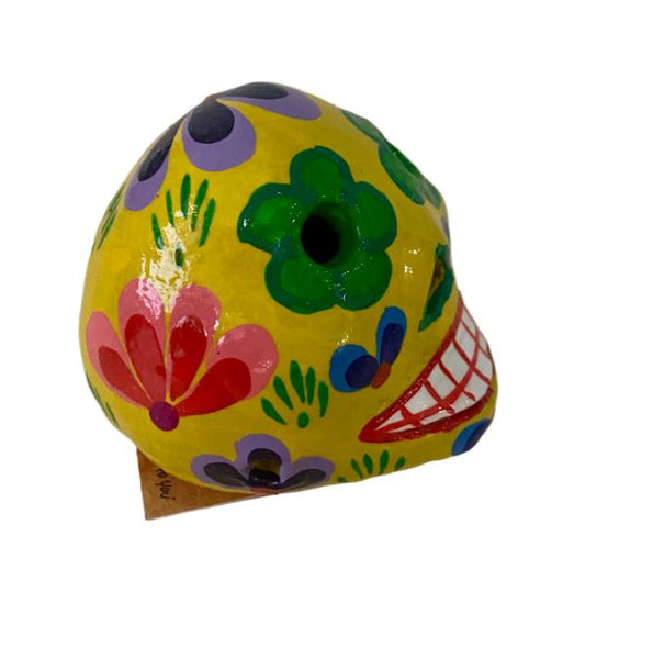 Hand painted clay pottery skull from Guatemala