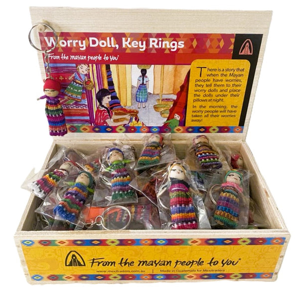 Keyring with Hanging Worry Doll Handmade in Guatemala