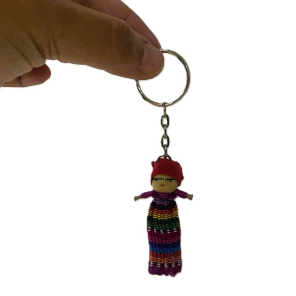Keyring with Hanging Worry Doll Handmade in Guatemala