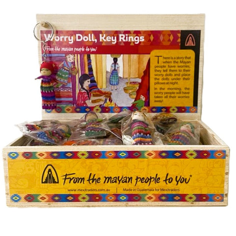 Keyring with Hanging Worry Doll Handmade in Guatemala