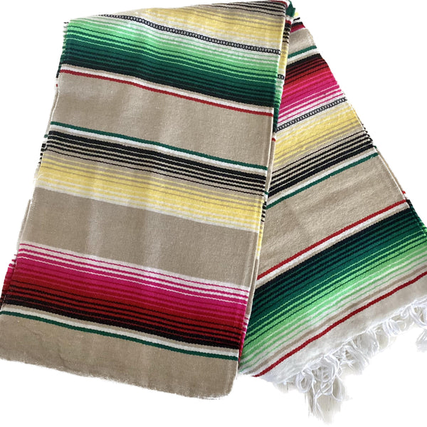 Genuine Mexican Blanket Sarape Light Brown
