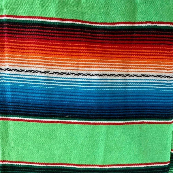 Genuine Mexican Blanket Sarape Lime Green