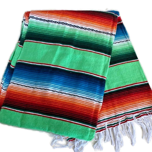 Genuine Mexican Blanket Sarape Lime Green