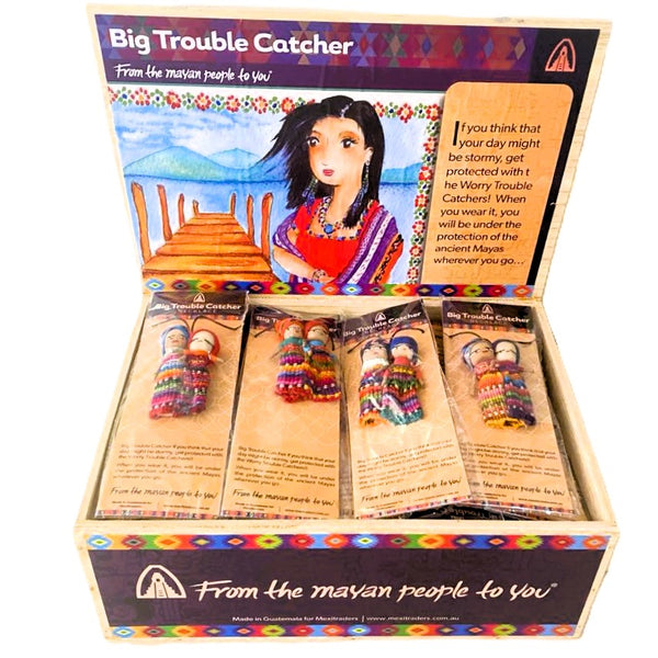 Necklace Worry Dolls Handmade Guatemala Big Trouble Catcher