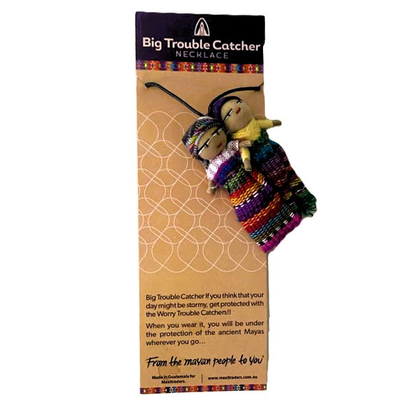 Necklace Worry Dolls Handmade Guatemala Big Trouble Catcher