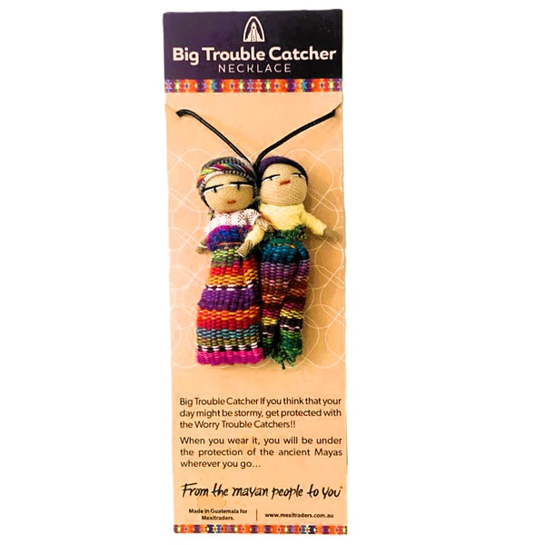 Necklace Worry Dolls Handmade Guatemala Big Trouble Catcher