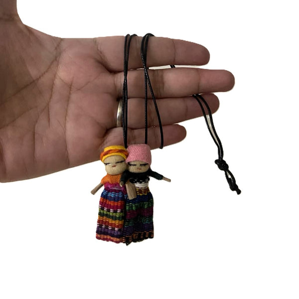 Necklace Worry Dolls Handmade Guatemala Big Trouble Catcher