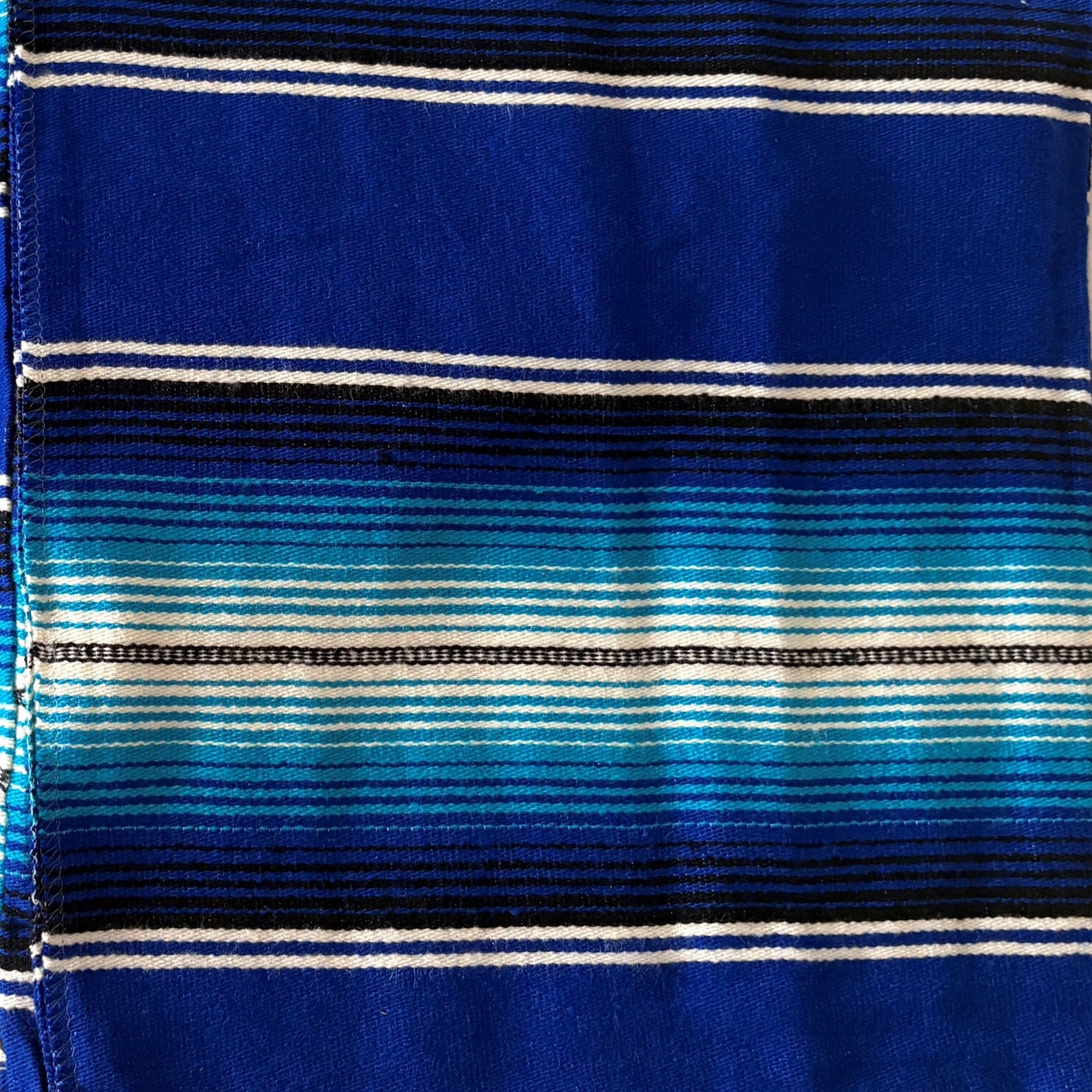 Genuine Mexican Blanket Sarape Two Tone Blue