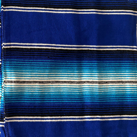 Genuine Mexican Blanket Sarape Two Tone Blue