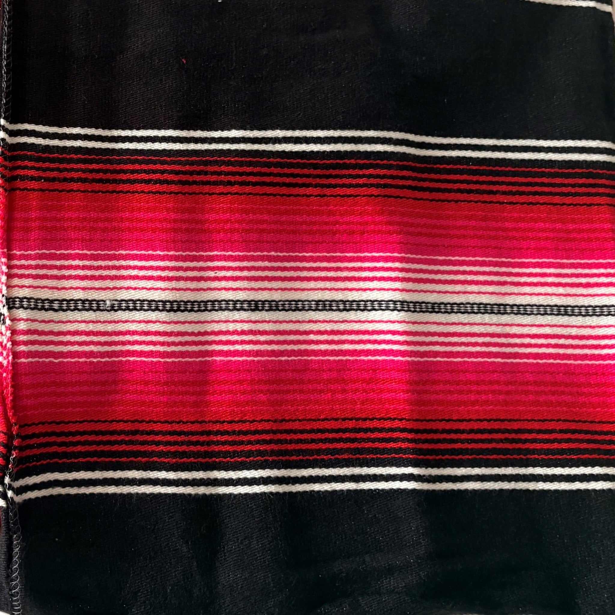 Genuine Mexican Blanket Sarape Black and Cherry