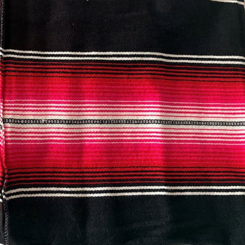 Genuine Mexican Blanket Sarape Black and Cherry