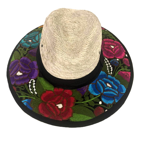 Palm Oaxaca with White Details Hand Embroidered Sun Hats - Made in Mexico