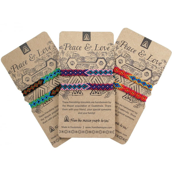 Peace and Love bracelets on a card