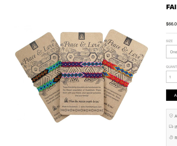Peace and Love bracelets on a card