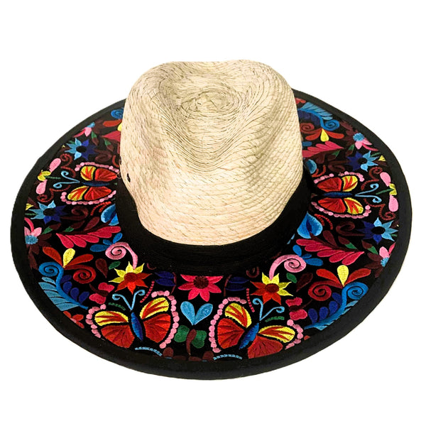 Small Butterflies Hand Embroidered Sun Hats - Made in Mexico