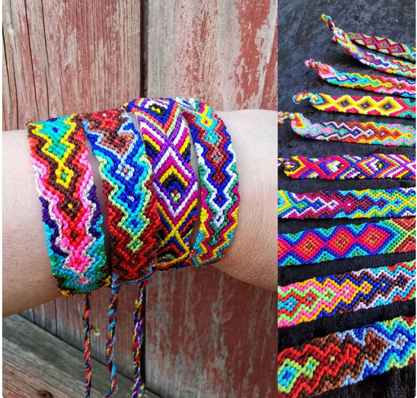 Wide Cotton Friendship Bracelets Handmade Guatemala - pack of 10