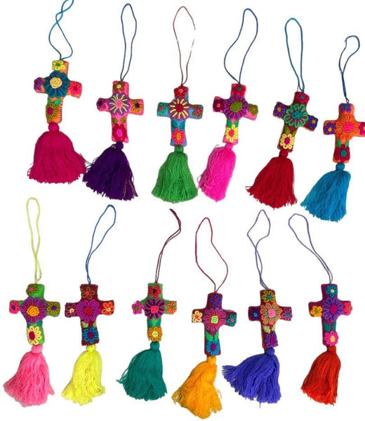 Hand Embroidered Colourful Mexican Felt Crosses