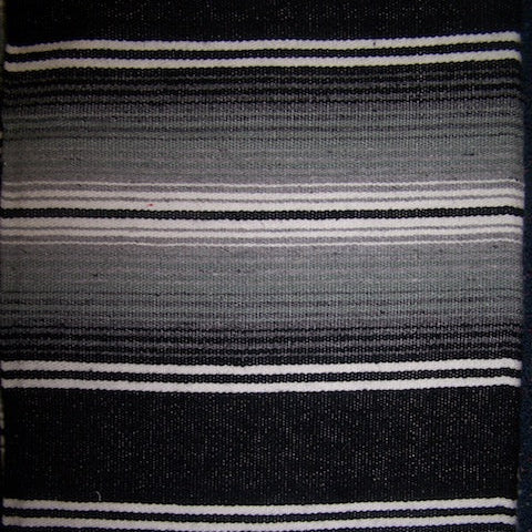 Genuine Mexican Blanket Sarape Two Tone Black