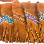 Fine Leather Bag Hand Embroider Textile Details - Handmade Ecuador