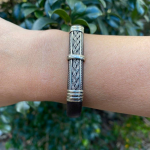 Leather and Alpaca Silver Bracelets -Thin Style Handmade in Taxco, Mexico