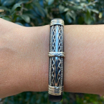 Leather and Alpaca Silver Bracelets -Thin Style Handmade in Taxco, Mexico