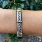 Leather and Alpaca Silver Bracelets -Thin Style Handmade in Taxco, Mexico