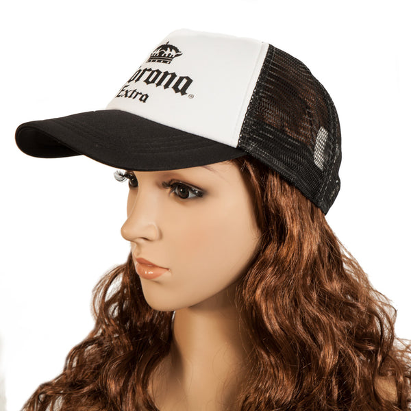 Corona Trucker Cap Hat Black and White