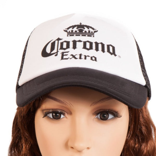 Corona Trucker Cap Hat Black and White