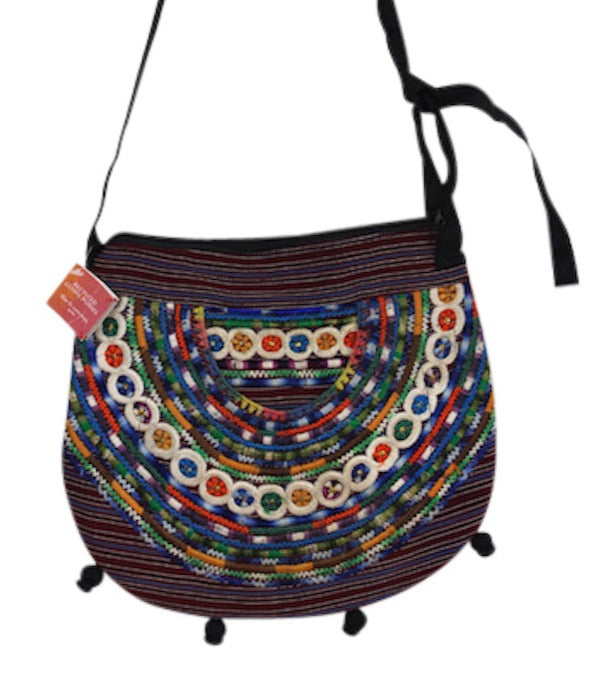Handbag Flowers Media Luna Adjustable strap Bag Handmade in Guatemala