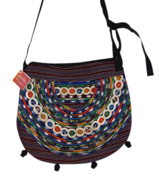 Handbag Flowers Media Luna Adjustable strap Bag Handmade in Guatemala