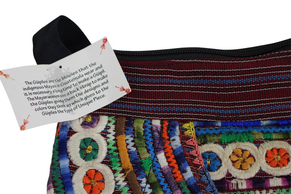 Handbag Flowers Media Luna Adjustable strap Bag Handmade in Guatemala