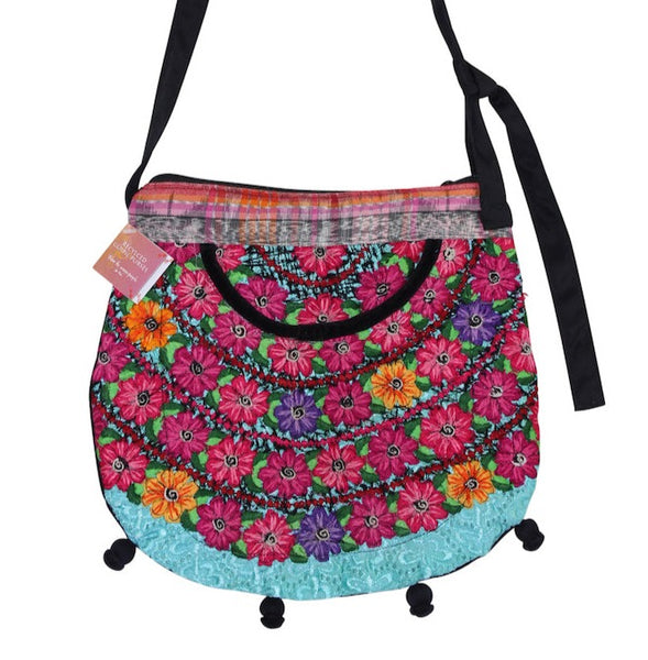 Handbag Flowers Adjustable strap Bag Handmade in Guatemala