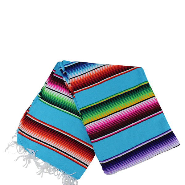 Genuine Mexican Blanket Sarape Light Blue