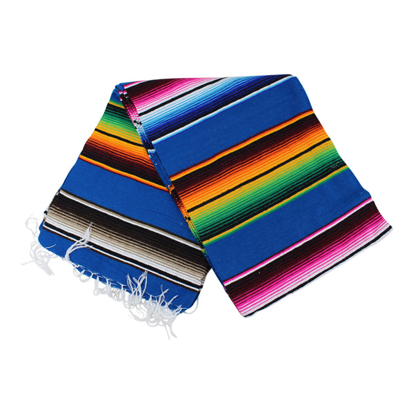 Genuine Mexican Blanket Sarape Navy Blue