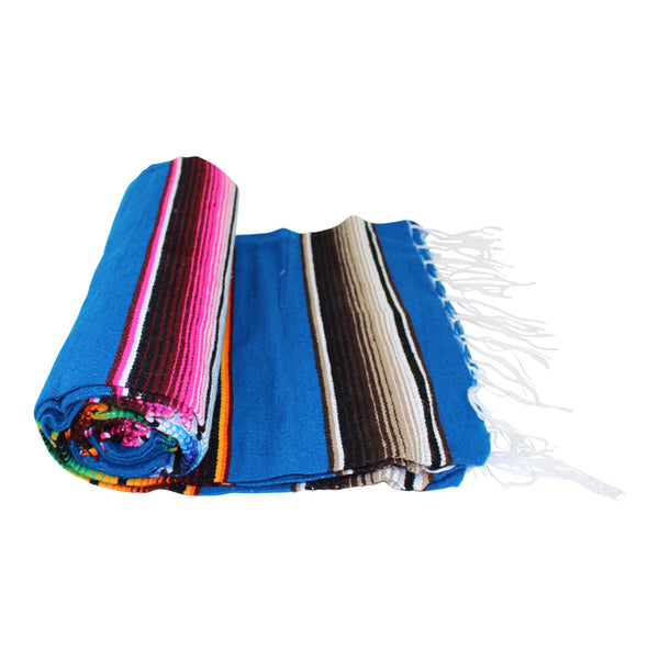Genuine Mexican Blanket Sarape Navy Blue