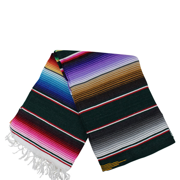 Genuine Mexican Blanket Sarape Black Multicolour
